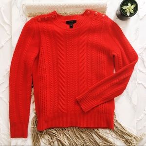 • J. Crew Red Button Shoulder Sweater •